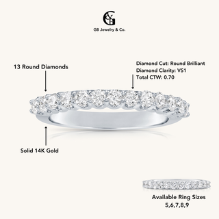 White Gold Single Line Diamond Ring