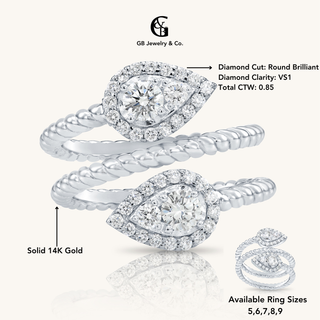 White Gold Snake Twist Diamond Ring