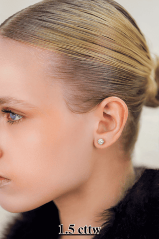 14K Gold Round Lab Grown Diamond Stud Earrings - IGI Certified - Screw Back