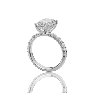Radiant Cut Lab Grown Diamond Engagement Ring with Hidden Halo Pave Band
