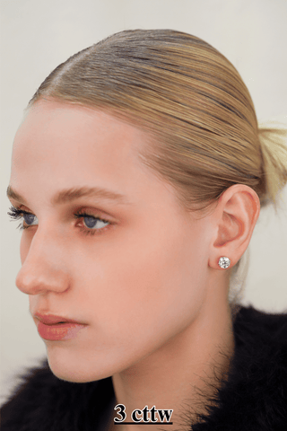 14K Gold Round Lab Grown Diamond Stud Earrings - IGI Certified - Screw Back