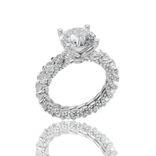 Round Lab Grown Diamond Engagement Ring with Luxe Eternity Band Setting