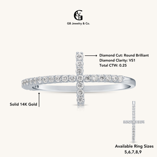 White Gold Diamond Cross Ring