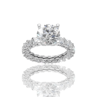 Round Lab Grown Diamond Engagement Ring with Luxe Eternity Band Setting