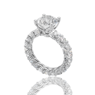 Round Lab Grown Diamond Engagement Ring with Luxe Eternity Band Setting