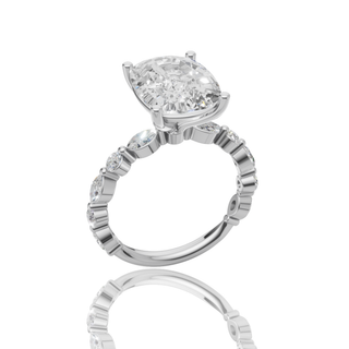 Oval Cut Lab Grown Diamond Engagement Ring with Floating Side Stones