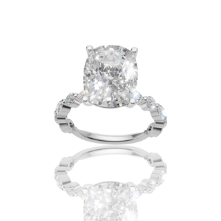 Oval Cut Lab Grown Diamond Engagement Ring with Floating Side Stones