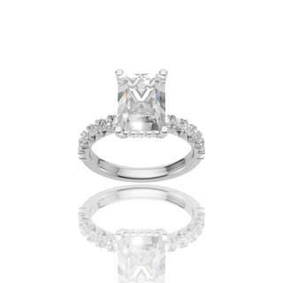 Radiant Cut Lab Grown Diamond Engagement Ring with Hidden Halo Pave Band