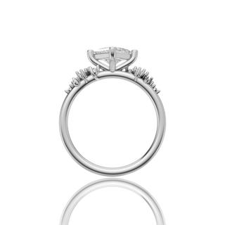Princess Cut Lab Grown Diamond Engagement Ring with Galaxy Side Stone Band