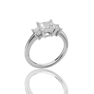Princess Cut Three Stone Lab Grown Diamond Ring with Engagement Ring