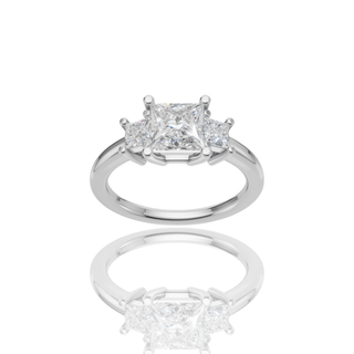Princess Cut Three Stone Lab Grown Diamond Ring with Engagement Ring