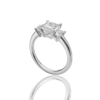 Princess Cut Three Stone Lab Grown Diamond Ring with Engagement Ring