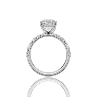 Radiant Cut Lab Grown Diamond Engagement Ring with Hidden Halo Pave Band