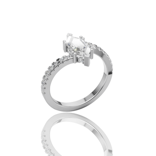 Marquise Cut Lab Grown Diamond Engagement Ring with East West Setting Pave Band