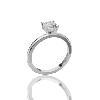 Round Lab Grown Diamond Solitaire Engagement Ring with Hidden Halo
