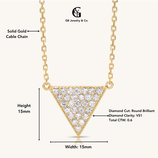 Yellow Gold Triangle Diamond Necklace