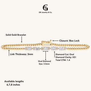 Yellow Gold Oval Diamond Bracelet