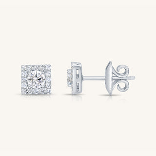 White Gold Diamond Square Studs