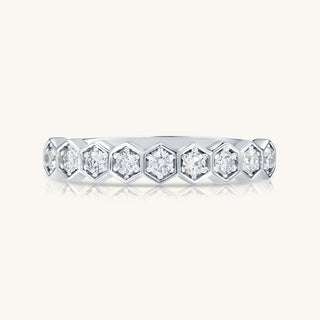 White Gold Diamond Hex Ring