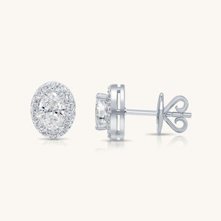 White Gold Oval Diamond Stud Earrings