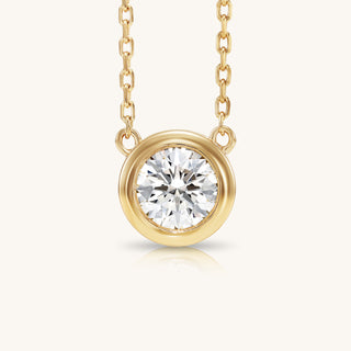 Gold Bezel Set 1 CT Diamond Necklace