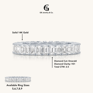 White Gold Emerald Diamond Eternity Ring