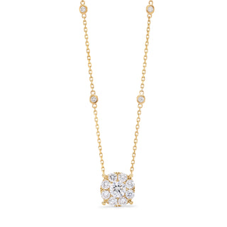 Yellow Gold Halo Necklace