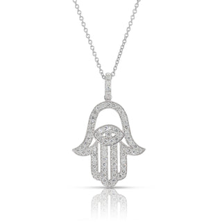 White Gold Hamsa Necklace