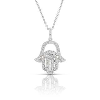 White Gold Hamsa Necklace