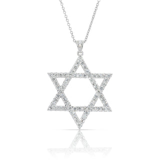 White Gold Star of David Necklace