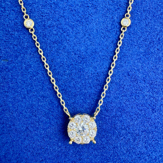 Yellow Gold Halo Necklace