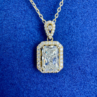 Yellow Gold Radiant Halo Necklace