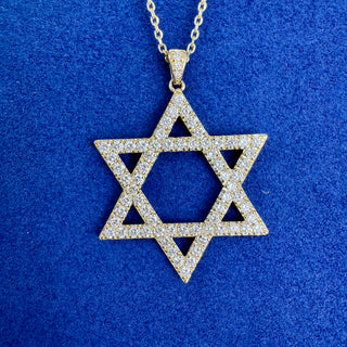 Yellow Gold Star of David Necklace (Large)