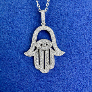 White Gold Hamsa Necklace