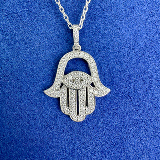White Gold Hamsa Necklace