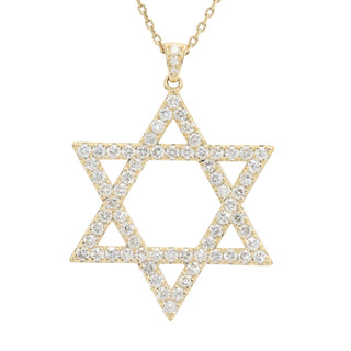 Yellow Gold Star of David Necklace (Large)
