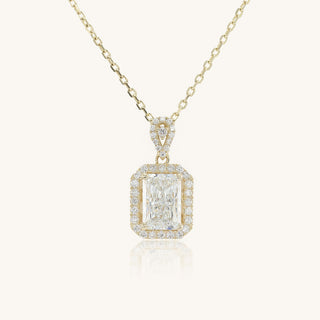 Yellow Gold Radiant Halo Necklace