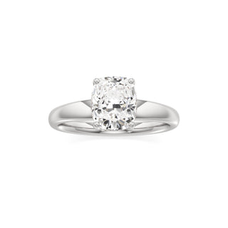 Adalia wide band hidden halo engagement ring, Elongated Cushion lab grown diamond, 14K white gold, view 3