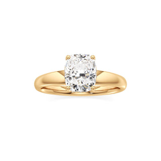 Adalia wide band hidden halo engagement ring, Elongated Cushion lab grown diamond, 14K yellow gold, view 3