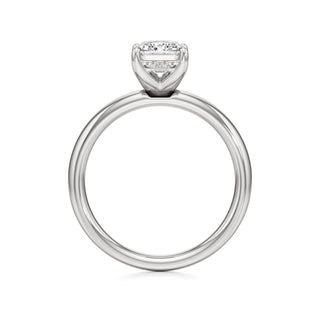 Adalia wide band hidden halo engagement ring, Emerald lab grown diamond, 14K white gold, view 2