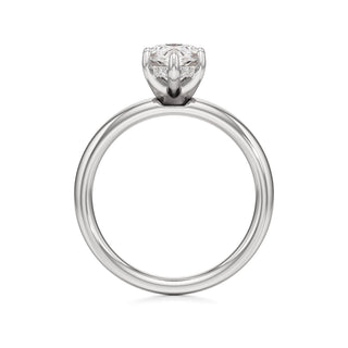 Adalia wide band hidden halo engagement ring, Marquise lab grown diamond, 14K white gold, view 2