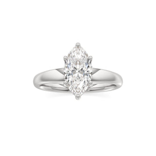Adalia wide band hidden halo engagement ring, Marquise lab grown diamond, 14K white gold, view 3