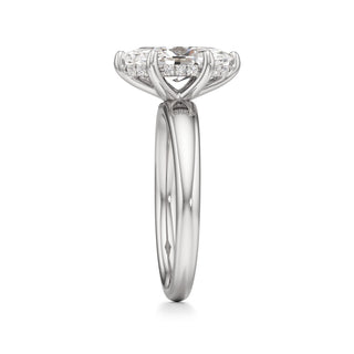 Adalia wide band hidden halo engagement ring, Marquise lab grown diamond, 14K white gold, view 4