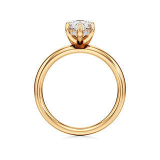 Adalia wide band hidden halo engagement ring, Marquise lab grown diamond, 14K yellow gold, view 2