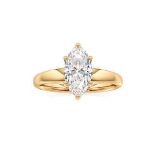Adalia wide band hidden halo engagement ring, Marquise lab grown diamond, 14K yellow gold, view 3
