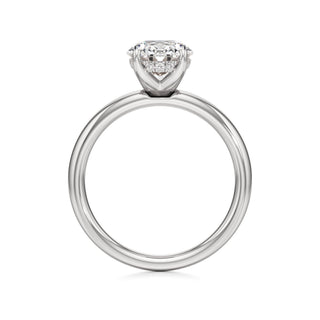 Adalia wide band hidden halo engagement ring, Oval lab grown diamond, 14K white gold, view 2