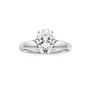 Adalia wide band hidden halo engagement ring, Oval lab grown diamond, 14K white gold, view 3