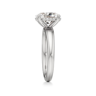 Adalia wide band hidden halo engagement ring, Oval lab grown diamond, 14K white gold, view 4