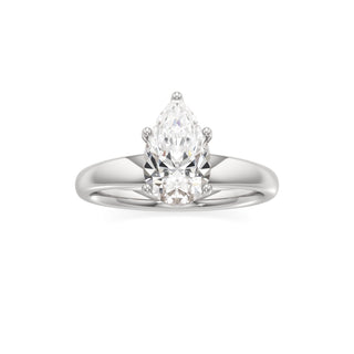 Adalia wide band hidden halo engagement ring, Pear lab grown diamond, 14K white gold, view 3