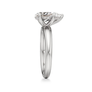 Adalia wide band hidden halo engagement ring, Pear lab grown diamond, 14K white gold, view 4